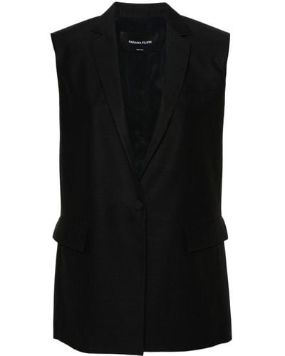 Fabiana Filippi Single-breasted Sleeveless Blazer - Black