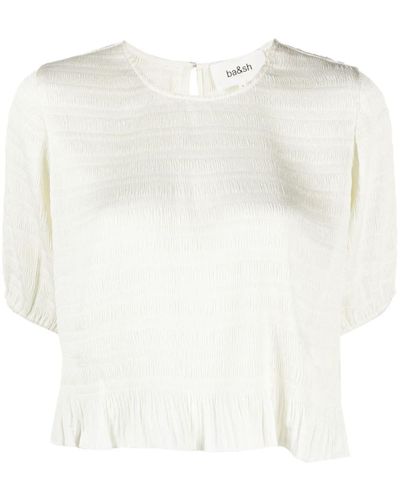 Ba&sh Ruched Short-sleeved Blouse - White