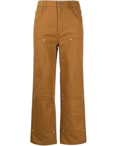 Izzue Contrast-stitch Straight-leg Jeans - Brown