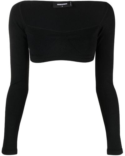 DSquared² Top de punto corto de manga larga - Negro