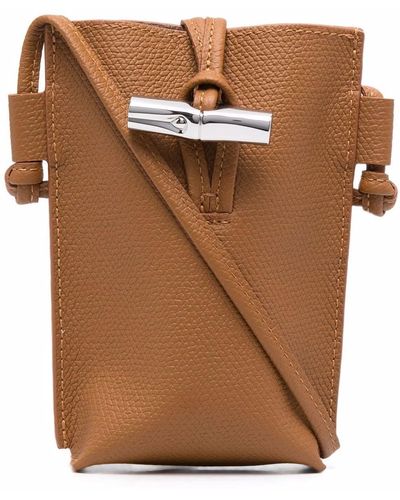 Longchamp Roseau Leather Phone Holder - Brown