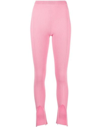 Aeron Ribbed-knit Front-slit leggings - Pink