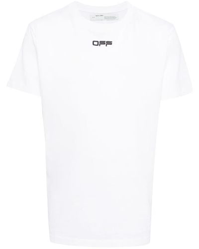Off-White c/o Virgil Abloh Airport Tape Crew-neck Cotton T-shirt - Wit
