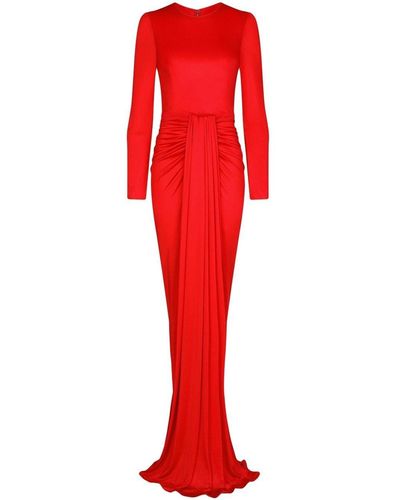 Dolce & Gabbana Long Organzine Dress With Draping - Red