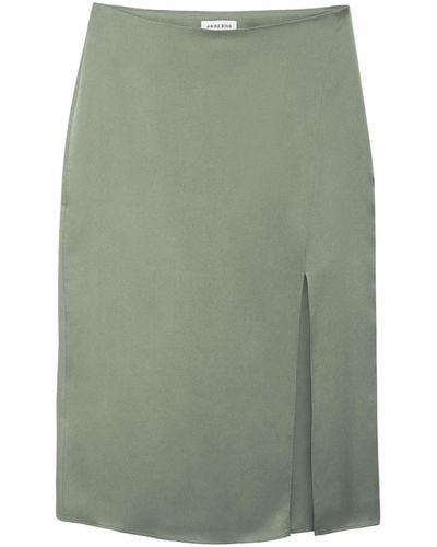Anine Bing Jolin Silk Skirt - Green