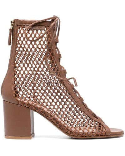 Gianvito Rossi 75mm Leather-trim Mesh Sandals - Brown