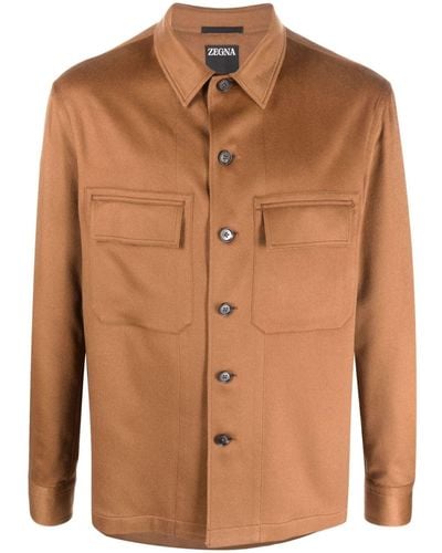 Zegna Cashmere Shirt Jacket - Brown