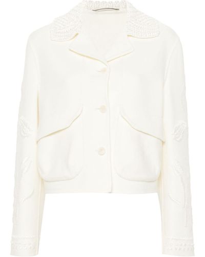 Ermanno Scervino Felted Virgin Wool Cropped Jacket - White