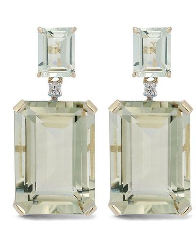 Mateo 14kt Yellow Gold Amethyst And Diamond Drop Earrings - White