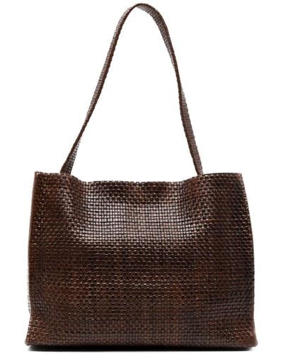 St. Agni Mini Woven Leather Tote Bag - Brown