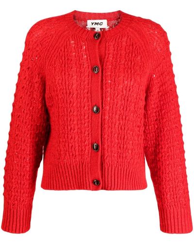 YMC Foxtail Crochet-knit Cardigan - Red