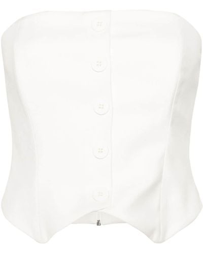 Nissa Strapless Waistcoat Top - White