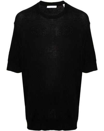 Helmut Lang T-shirt Met Ronde Hals En Gekreukt Effect - Zwart