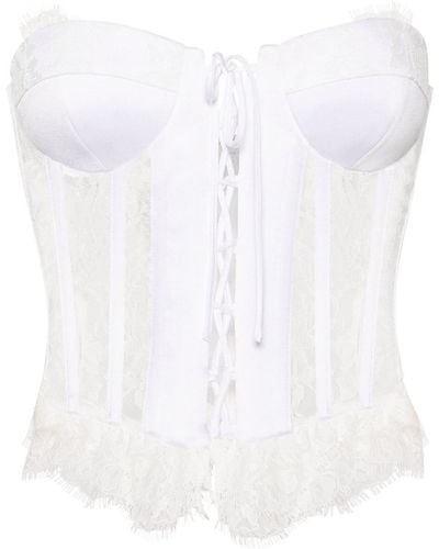 Moschino Lace-panelling Bustier Top - White