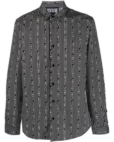 Versace Camicia a righe con stampa - Nero