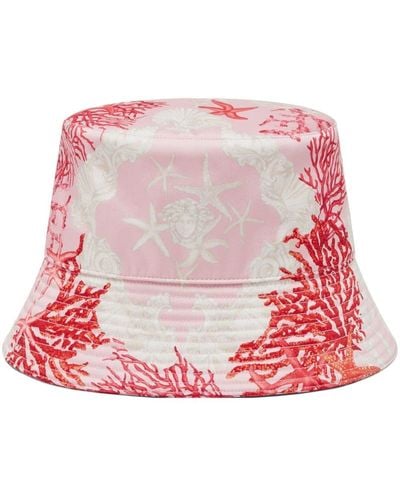 Versace Printed Canvas Bucket Hat - Red