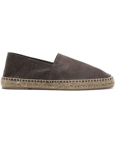 Tom Ford Embossed-crocodile Leather Espadrilles - Gray