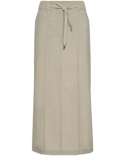 Brunello Cucinelli Drawstring Midi Skirt - Natural