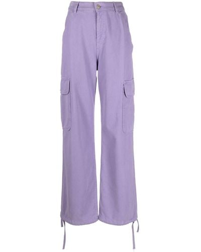 Moschino Jeans Logo-patch Cotton Cargo Trousers - Purple