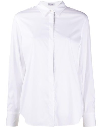 Brunello Cucinelli Chemise à fermeture dissimulée - Blanc