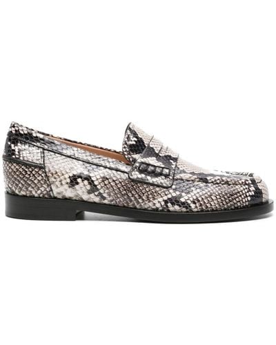 Gianvito Rossi Borneo Snake-effect Leather Loafers - Natural