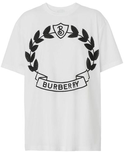 Burberry T-shirt Met Geborduurd Logo - Grijs