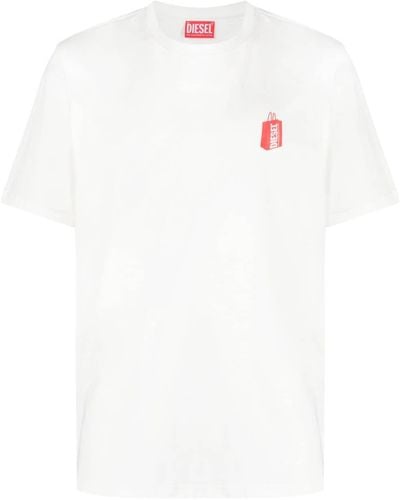 DIESEL Crew Neck Logo-print Cotton T-shirt - White