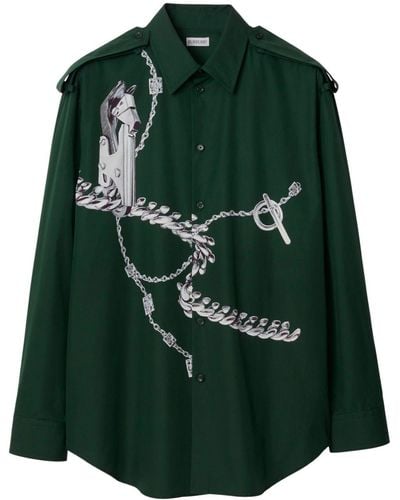 Burberry Knight Hardware Cotton Shirt - Green
