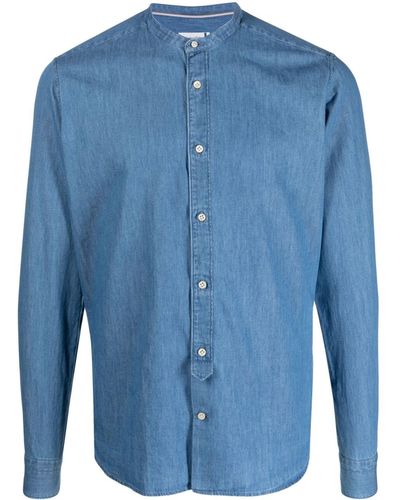 Tintoria Mattei 954 Band-collar Denim Shirt - Blue