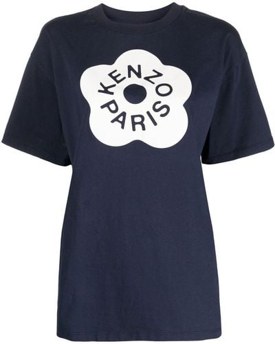 KENZO T-Shirt mit Boke Flower-Print - Blau
