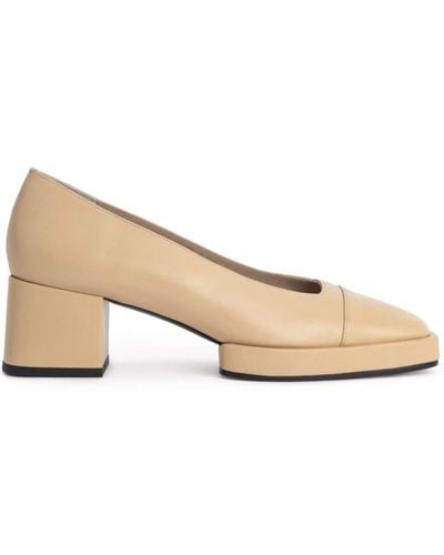 BY FAR Sava Leather Court Shoes - Natural
