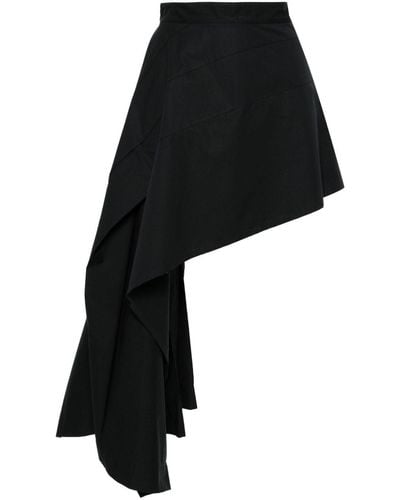Sportmax Asymmetric Cotton Miniskirt - Black