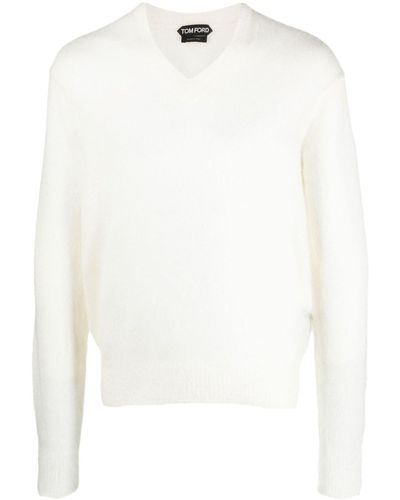 Tom Ford V-neck Knitted Sweater - White