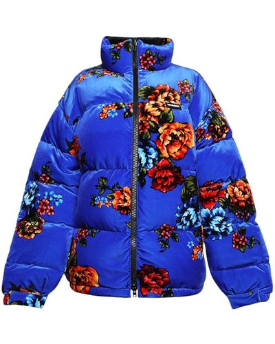 Vetements Steppjacke mit Blumen-Print - Blau