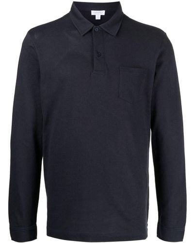 Sunspel Riviera Long-sleeve Polo Shirt - Blue