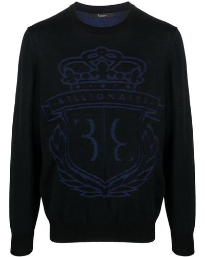 Billionaire Pullover mit Logo-Print - Blau