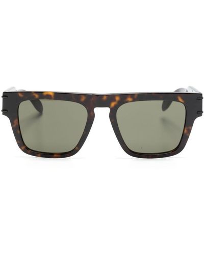 Alexander McQueen Tortoiseshell-effect rectangle-frame sunglasses - Grigio