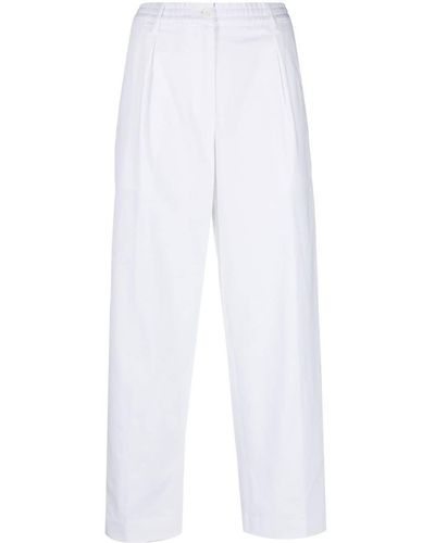 Aspesi Pantalon droit à taille élastiquée - Blanc
