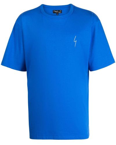 agnès b. Logo-print Cotton T-shirt - Blue