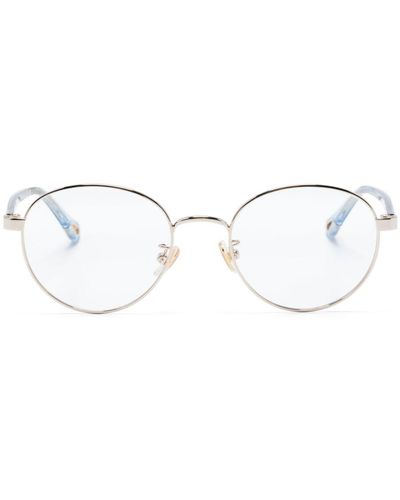 Chloé Runde Brille mit Logo-Gravur - Weiß