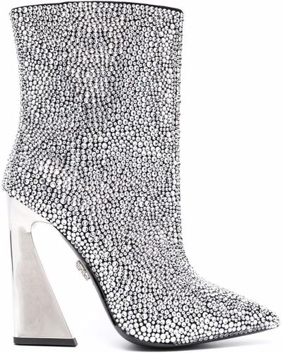 Philipp Plein Bottines à ornements en cristal - Métallisé