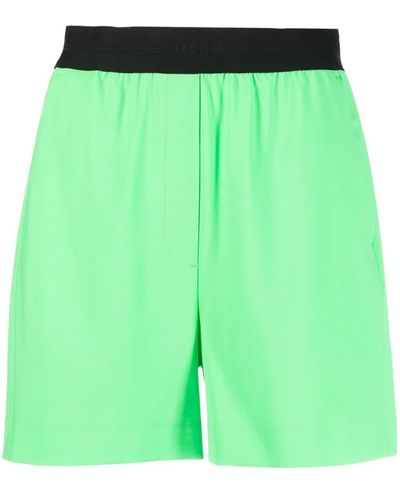 MSGM Shorts con banda logo - Verde