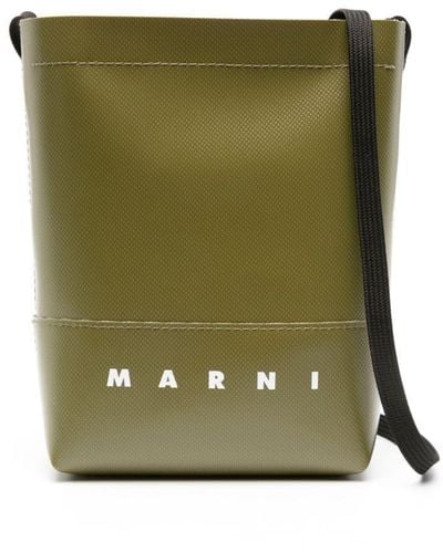 Marni Museu Mini-Tasche mit Logo-Print - Grün