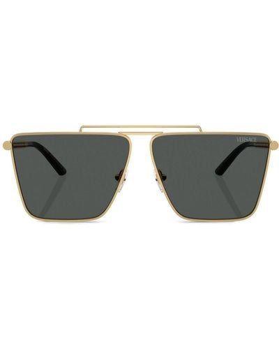 Versace Tubular Greca Square-frame Sunglasses - Grey