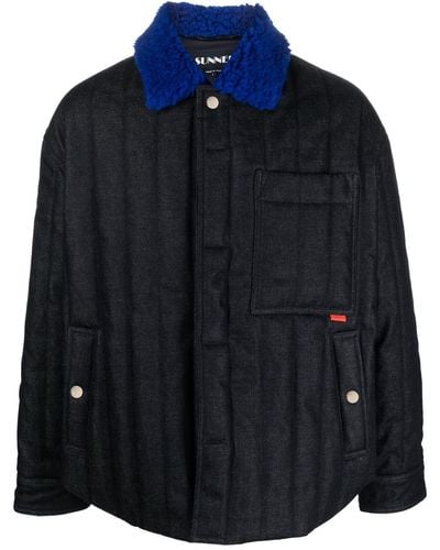 Sunnei Contrast-collar Padded Jacket - Blue