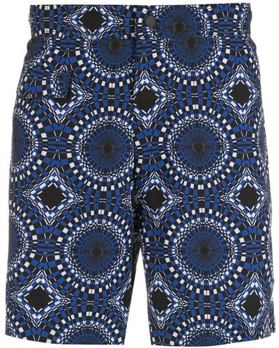 Amir Slama Badeshorts mit abstraktem Print - Blau