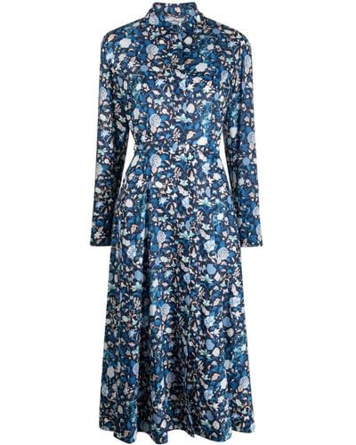 Evi Grintela Midi-jurk Met Bloemenprint - Blauw