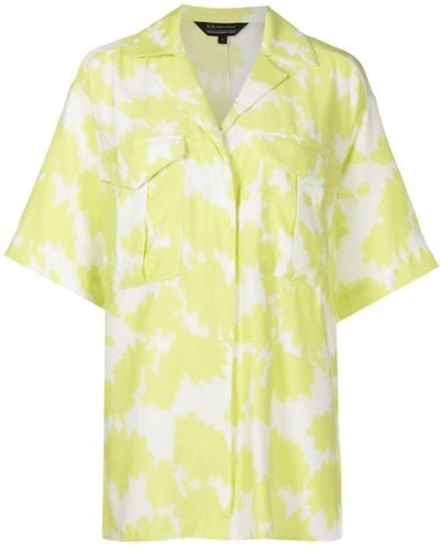 Armani Exchange Abstract-print Short-sleeve Shirt - Yellow