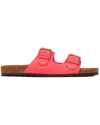 Saint Laurent Jimmy Buckle Flat Sandals - Red