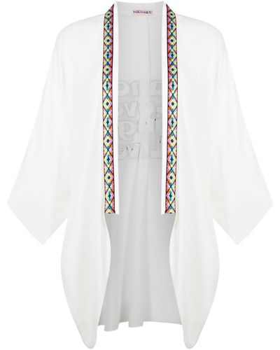 Olympiah Kimono corto con lentejuelas - Blanco